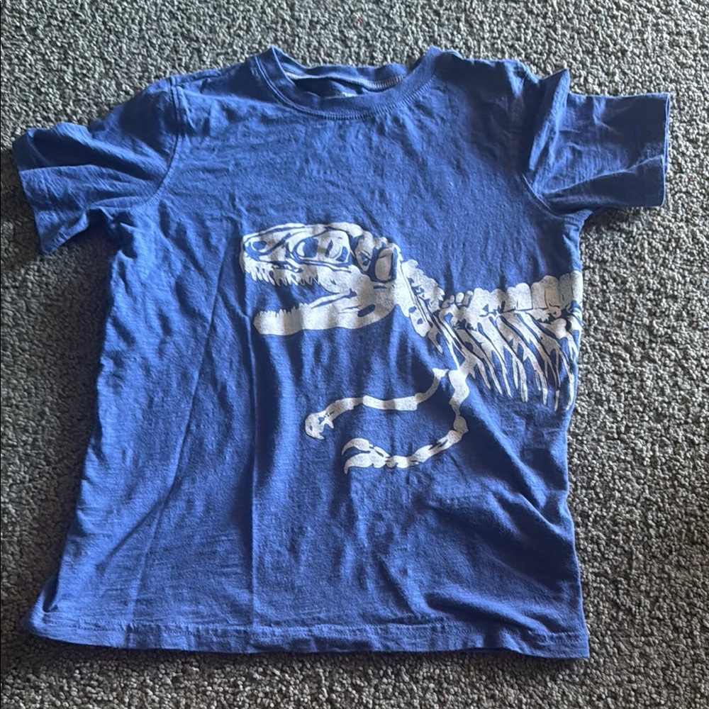 Kids Blue Dinosaur Skeleton T-Shirt